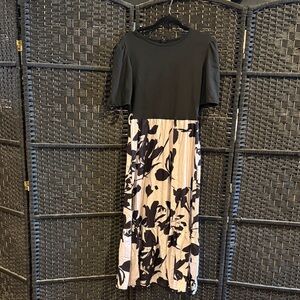 Elegant Black and Cream Floral Dress